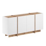 Credenza Bianco Marrone Rovere 4 Ripiani 4 Ante 180x45x80h cm, 8 Vani - Nolona