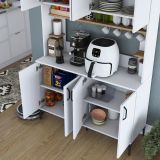 Credenza Bianco Marrone Rovere 4 Ripiani 8 Vani 120x40x187h cm, 8 Ante - Legnaro
