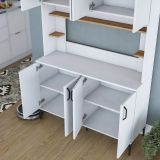 Credenza Bianco Marrone Rovere 4 Ripiani 8 Vani 120x40x187h cm, 8 Ante - Legnaro