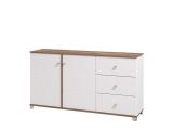 Credenza Bianco Marrone Rovere Nodi 3 Cassetti 2 Ripiani 162x40x85h cm, Apertura Battente e Scorrevole - Ete