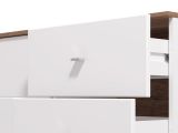 Credenza Bianco Marrone Rovere Nodi 3 Cassetti 2 Ripiani 162x40x85h cm, Apertura Battente e Scorrevole - Ete