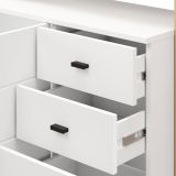 Credenza Bianco Marrone Rovere Nodi 3 Cassetti 5 Ripiani 145x35x101h cm, Apertura Battente, Scorrevole - Valiza