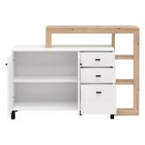 Credenza Bianco Marrone Rovere Nodi 3 Cassetti 5 Ripiani 145x35x101h cm, Apertura Battente, Scorrevole - Valiza