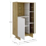 Credenza Bianco Marrone Rovere Nodi 4 Ripiani 6 Vani 30x81x138h cm, 2 Ante - Edgewood