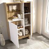Credenza Bianco Marrone Rovere Nodi 4 Ripiani 6 Vani 30x81x138h cm, 2 Ante - Edgewood