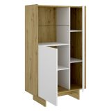 Credenza Bianco Marrone Rovere Nodi 4 Ripiani 6 Vani 30x81x138h cm, 2 Ante - Edgewood