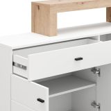 Credenza Bianco Marrone Rovere Nodi 5 Ripiani un Cassetto 145x35x101h cm, 3 Ante - Piriap