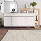 Credenza Bianco Marrone Rovere Nodi 7 Ripiani 2 Cassetti 183x35x101h cm, 4 Ante - Chefch