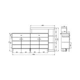 Credenza Bianco Marrone Rovere Nodi 7 Ripiani 2 Cassetti 183x35x101h cm, 4 Ante - Chefch