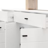 Credenza Bianco Marrone Rovere Nodi 7 Ripiani 2 Cassetti 183x35x101h cm, 4 Ante - Chefch