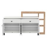 Credenza Bianco Marrone Rovere Nodi 7 Ripiani 2 Cassetti 183x35x101h cm, 4 Ante - Chefch