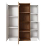 Credenza Bianco Marrone Rovere Nodi 8 Ripiani Apertura Battente 100x45x134h cm, 3 Ante - Gasima
