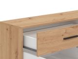 Credenza Bianco Marrone Rovere Nodi un Cassetto 2 Ripiani 119x33x80.5h cm, Apertura Battente e Scorrevole - Sanza