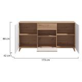 Credenza Bianco Marrone Rovere Nodi un Cassetto 3 Ripiani 173x41.5x87.5h cm, Apertura Battente, a Ribalta, Scorrevole - Morlupo