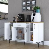Credenza Bianco Marrone Rovere un Cassetto 2 Ripiani 120x40x79h cm, Apertura Battente, Scorrevole - Piobbico