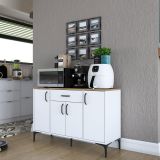 Credenza Bianco Marrone Rovere un Cassetto 2 Ripiani 120x40x79h cm, Apertura Battente, Scorrevole - Piobbico