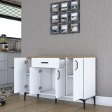 Credenza Bianco Marrone Rovere un Cassetto 2 Ripiani 120x40x79h cm, Apertura Battente, Scorrevole - Piobbico