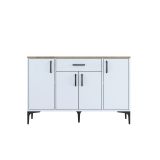 Credenza Bianco Marrone Rovere un Cassetto 2 Ripiani 120x40x79h cm, Apertura Battente, Scorrevole - Piobbico