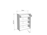 Credenza Bianco Marrone Rovere un Cassetto 2 Ripiani 79x35x97.5h cm, Apertura Battente e Scorrevole - Verduno