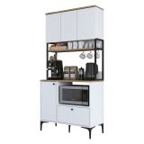 Credenza Bianco Marrone Rovere un Cassetto 2 Ripiani 90x38x184h cm, Apertura Battente, Scorrevole - Rapone
