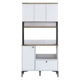 Credenza Bianco Marrone Rovere un Cassetto 2 Ripiani 90x38x184h cm, Apertura Battente, Scorrevole - Rapone