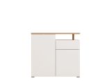 Credenza Bianco Marrone Rovere un Cassetto 4 Ripiani 102.5x40x94h cm, Apertura Battente e Scorrevole - Levate