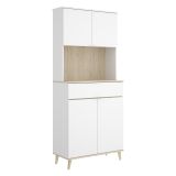 Credenza Bianco Marrone Rovere un Cassetto 4 Ripiani 40x60x191h cm, Apertura Battente, Scorrevole - Findlay