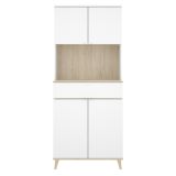 Credenza Bianco Marrone Rovere un Cassetto 4 Ripiani 40x60x191h cm, Apertura Battente, Scorrevole - Findlay