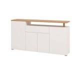 Credenza Bianco Marrone Rovere un Cassetto 5 Ripiani 179.5x40x94h cm, Apertura Battente e Scorrevole - Levate