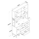 Credenza Bianco Nero 2 Cassetti 5 Ripiani 120x38x199h cm, Apertura Battente, Scorrevole - Mairago