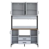 Credenza Bianco Nero 2 Cassetti 5 Ripiani 120x38x199h cm, Apertura Battente, Scorrevole - Mairago
