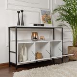 Credenza Bianco Nero 2 Ripiani 3 Ante 120x30x77h cm, 3 Vani - Noda