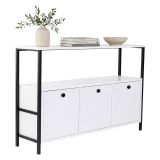 Credenza Bianco Nero 2 Ripiani 3 Ante 120x30x77h cm, 3 Vani - Noda