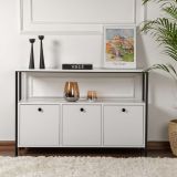 Credenza Bianco Nero 2 Ripiani 3 Ante 120x30x77h cm, 3 Vani - Noda