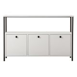 Credenza Bianco Nero 2 Ripiani 3 Ante 120x30x77h cm, 3 Vani - Noda