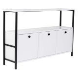 Credenza Bianco Nero 2 Ripiani 3 Ante 120x30x77h cm, 3 Vani - Noda