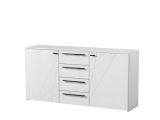 Credenza Bianco Nero 2 Ripiani 4 Cassetti 163x40x80.5h cm, 2 Ante - Maropati