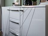 Credenza Bianco Nero 2 Ripiani 4 Cassetti 163x40x80.5h cm, 2 Ante - Maropati