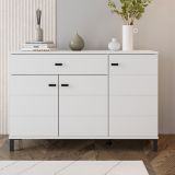 Credenza Bianco Nero 2 Ripiani un Cassetto 116x35x78h cm, 3 Ante - Djanet