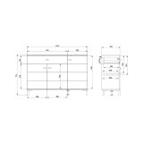 Credenza Bianco Nero 2 Ripiani un Cassetto 116x35x78h cm, 3 Ante - Djanet