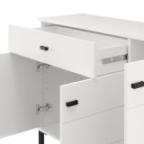 Credenza Bianco Nero 2 Ripiani un Cassetto 116x35x78h cm, 3 Ante - Djanet