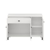 Credenza Bianco Nero 2 Ripiani un Cassetto 116x35x78h cm, 3 Ante - Djanet