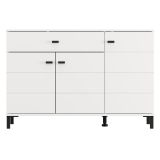 Credenza Bianco Nero 2 Ripiani un Cassetto 116x35x78h cm, 3 Ante - Djanet