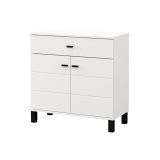 Credenza Bianco Nero 2 Ripiani un Cassetto 77x35x78h cm, 2 Ante - Pisac