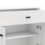 Credenza Bianco Nero 2 Ripiani un Cassetto 77x35x78h cm, 2 Ante - Pisac