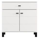 Credenza Bianco Nero 2 Ripiani un Cassetto 77x35x78h cm, 2 Ante - Pisac