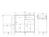 Credenza Bianco Nero 2 Ripiani un Cassetto 93x40x90h cm, 2 Ante - Laerruu