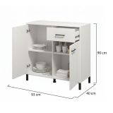 Credenza Bianco Nero 2 Ripiani un Cassetto 93x40x90h cm, 2 Ante - Laerruu