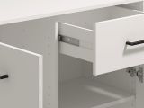 Credenza Bianco Nero 2 Ripiani un Cassetto 93x40x90h cm, 2 Ante - Laerruu