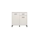 Credenza Bianco Nero 2 Ripiani un Cassetto 93x40x90h cm, 2 Ante - Laerruu